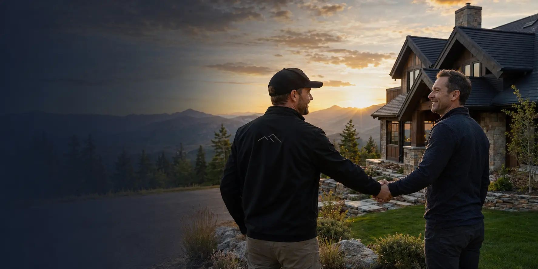 Summit Peak founder shaking hands with a homeowner after completing a new roof